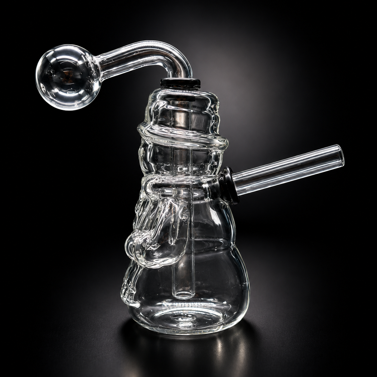 6” Snowman Oil Burner Bubbler – Removable Glass Parts – Clear