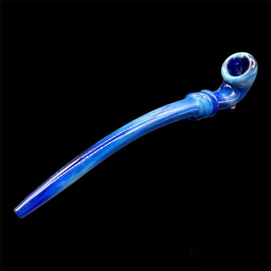 Blue Fumed Sherlock Glass Pipe 9"