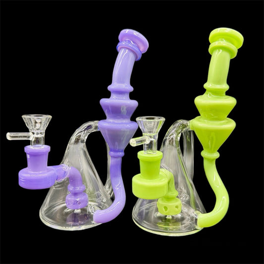 Colored Recycler Water Pipe 8"