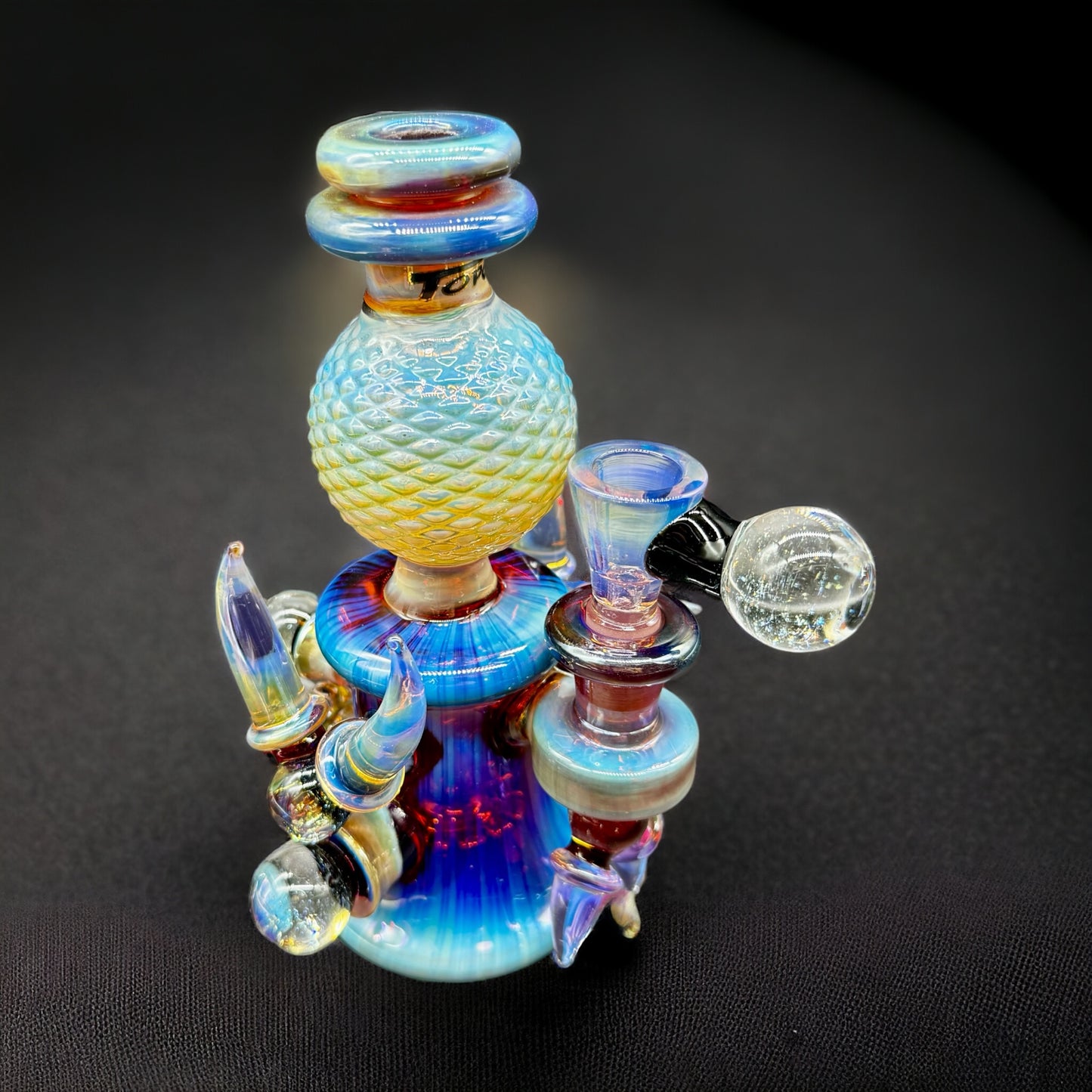 Compact Glass Art Bongs 8» blue