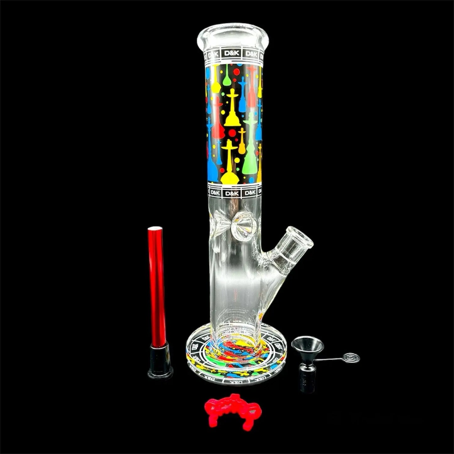 D&K Straight Tube Bong 12» comes with metal down steam and metal bowl