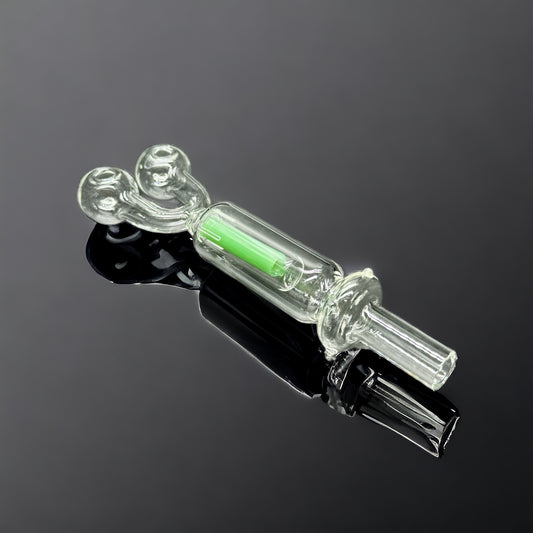 Double Head Thick Clear Glass with Color Tube Inside Oil Burner Pipes green color 