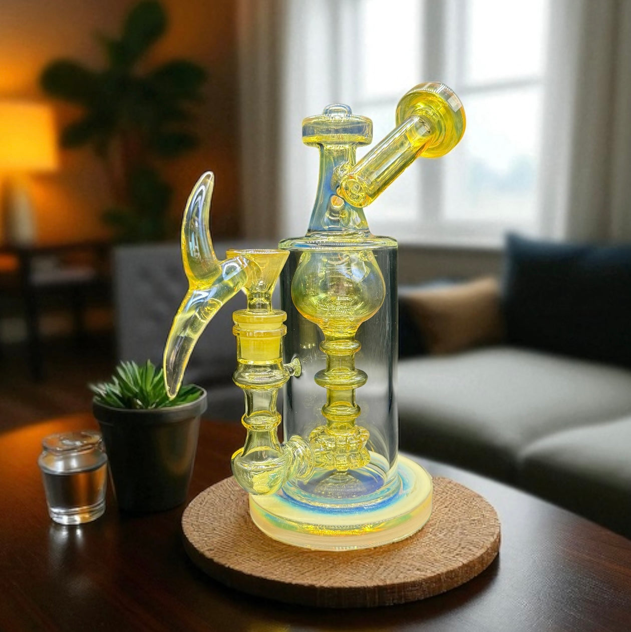 Green Fumed Glass Recycler Water Pipe