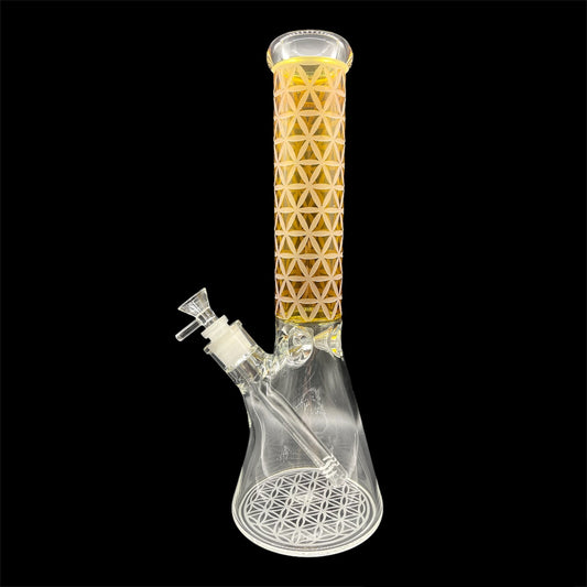 Matrix Golden - Clear Beaker Glass Bong 13’'