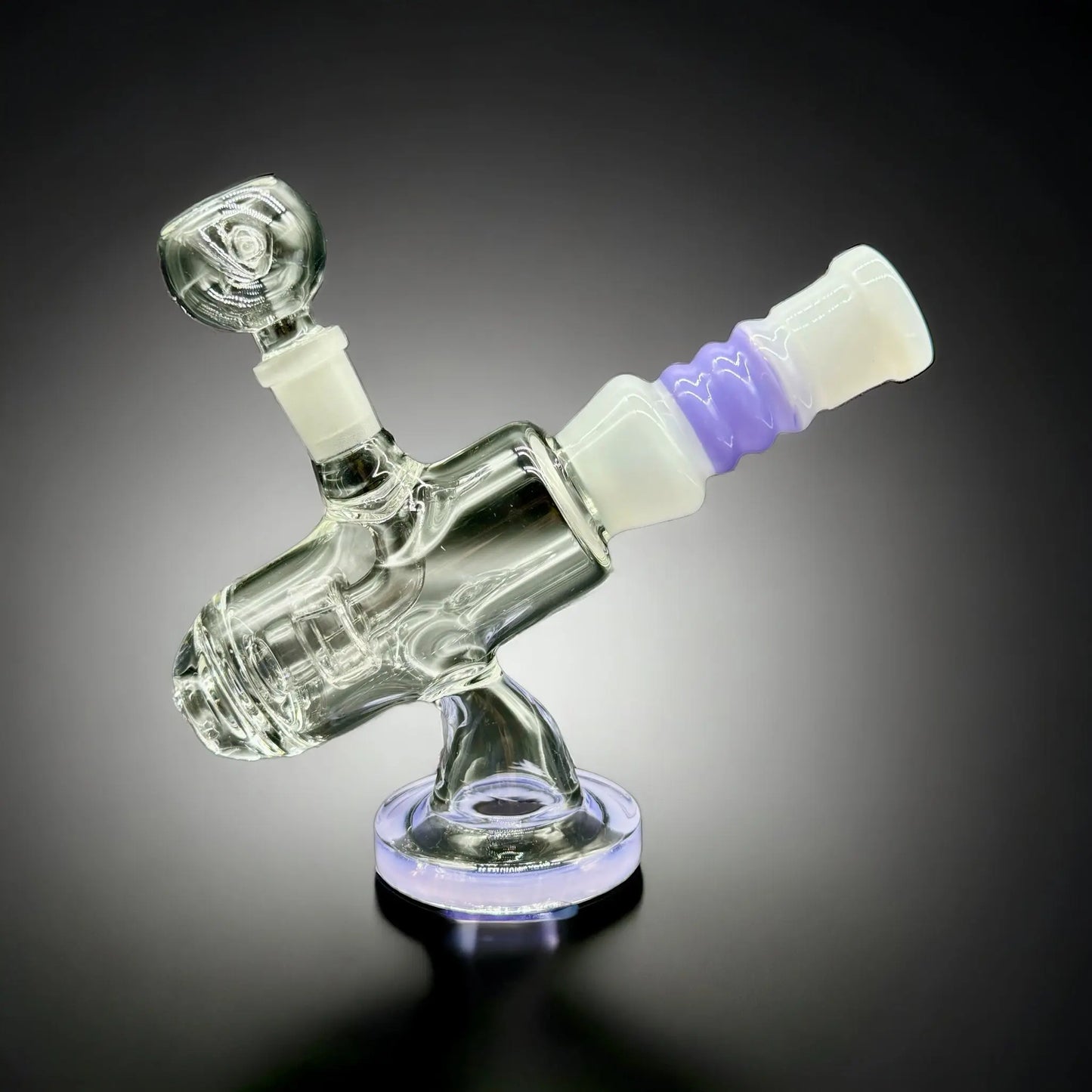 Microscope Shape Glass Bong 7» white purple