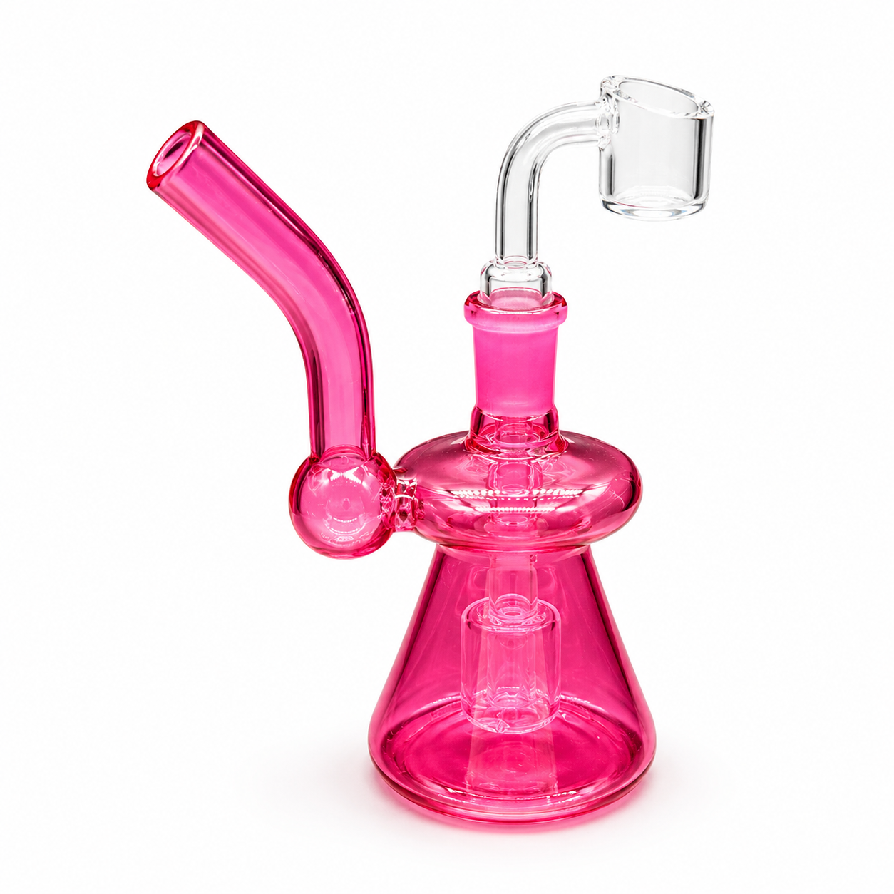 Pink glass water pipe on a white background