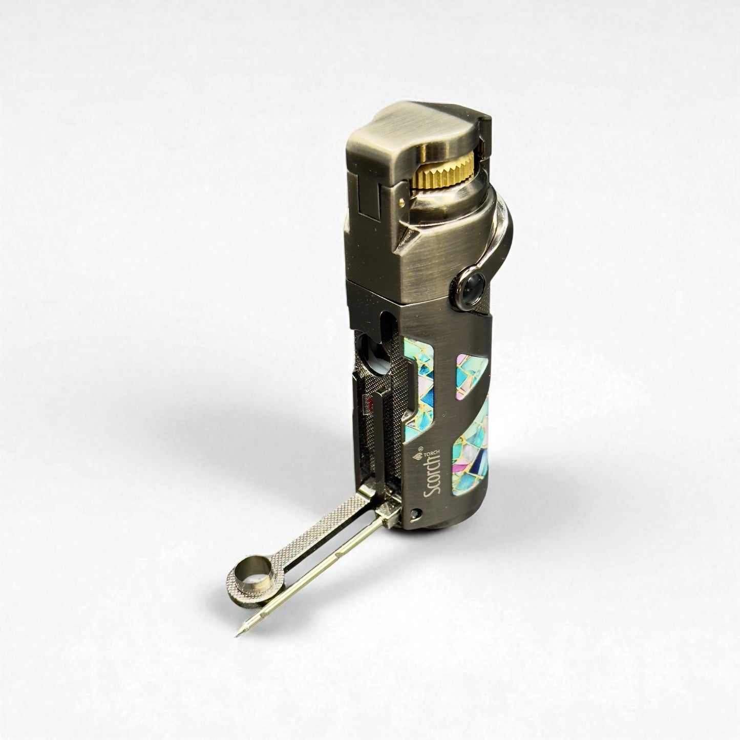 Scorch Torch 61824 – 3.5” Single Flame Heavy-Duty Metal Butane Lighter with Built-In Tools