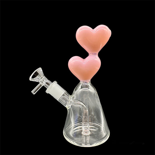 pink heart glass bong 