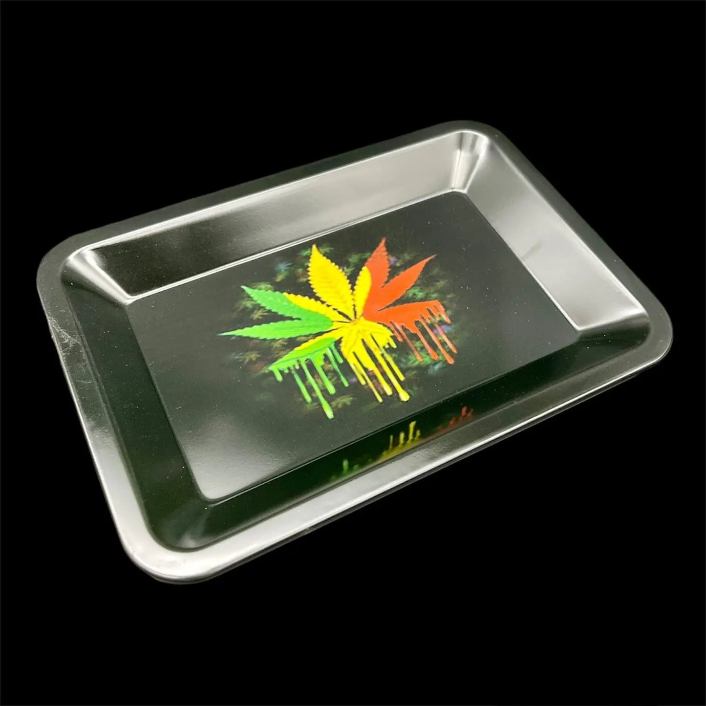 Rasta weed leaf metal rolling trays