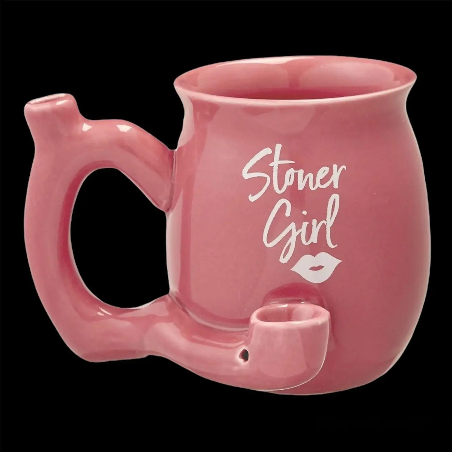 pink smoking ceramic mug pipe
