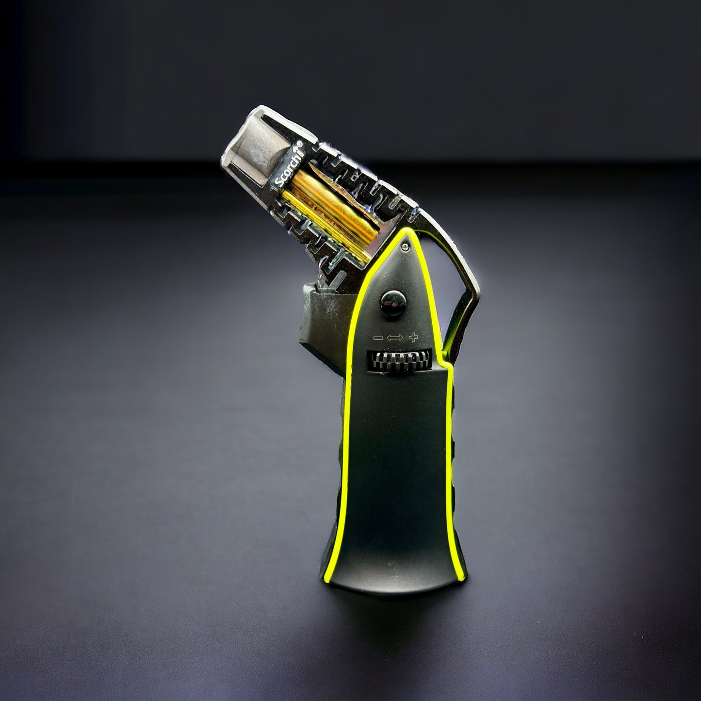 Scorch Torch Lighter Flame Adjustable Butane Refillable yellow black color