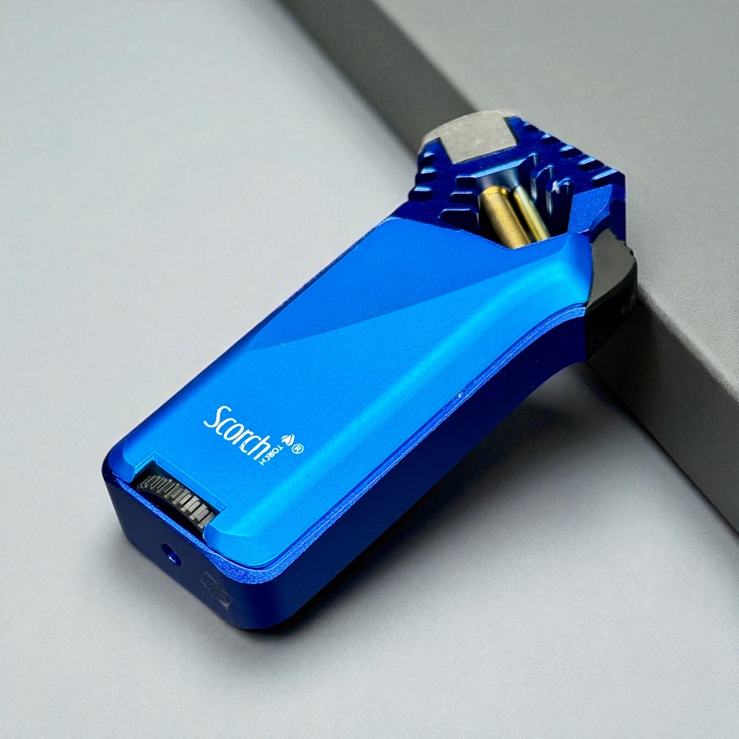 Scorch Torch Lighter 61560 – Blue refillable butane torch side