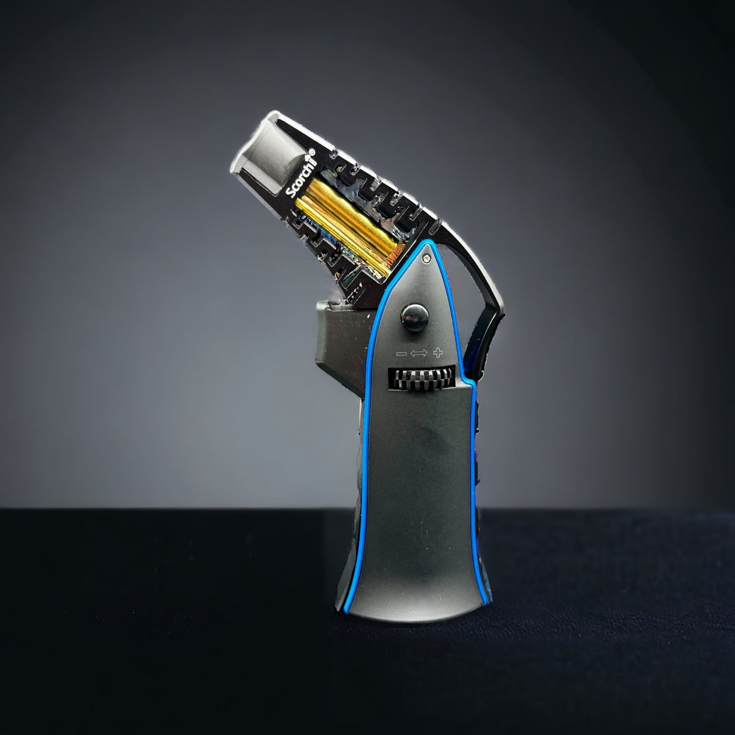 Scorch Torch Lighter Flame Adjustable Butane Refillable black blue