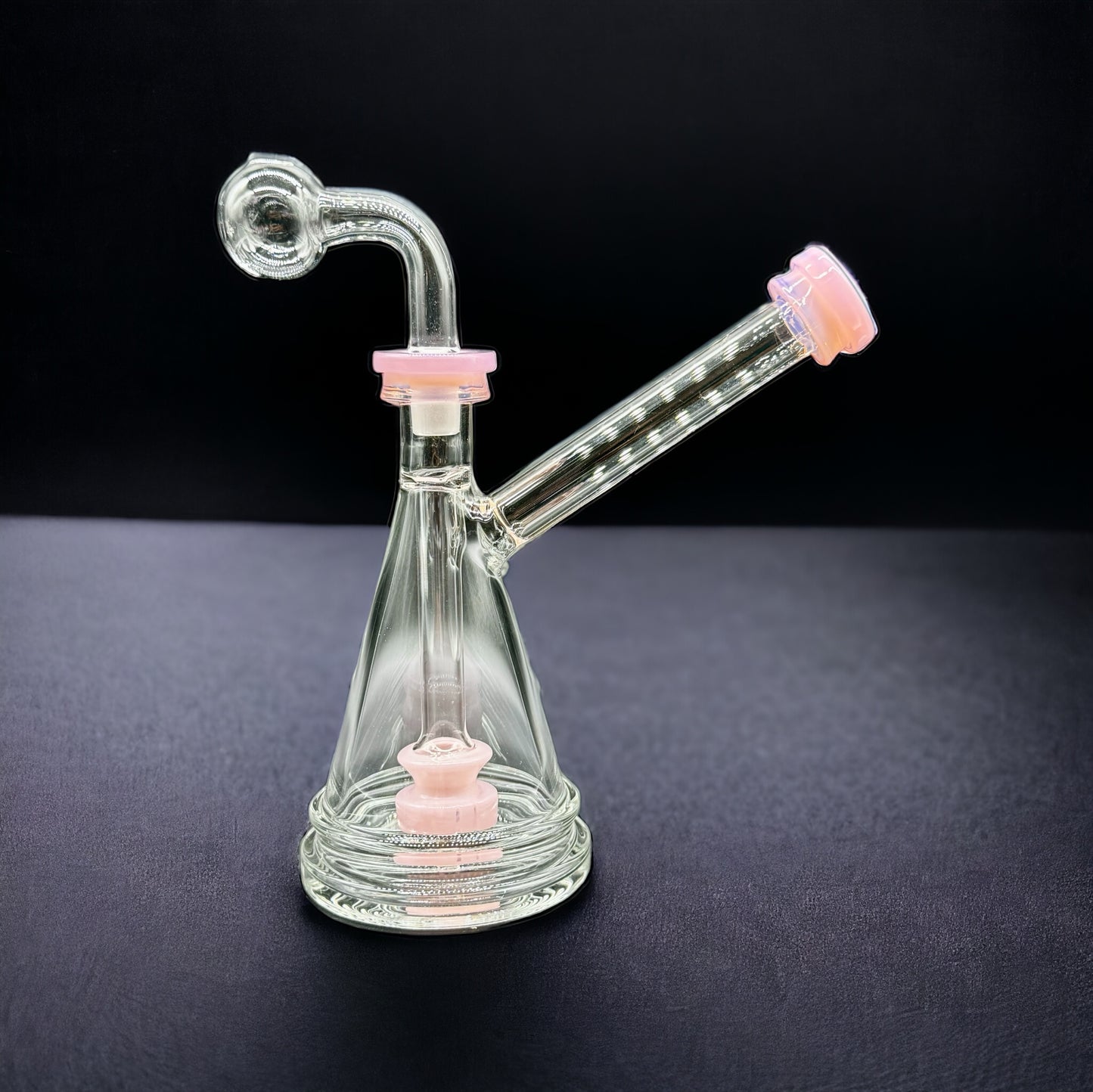 Triangle Clear with Color Oil Burner Showerhead Perc pink color