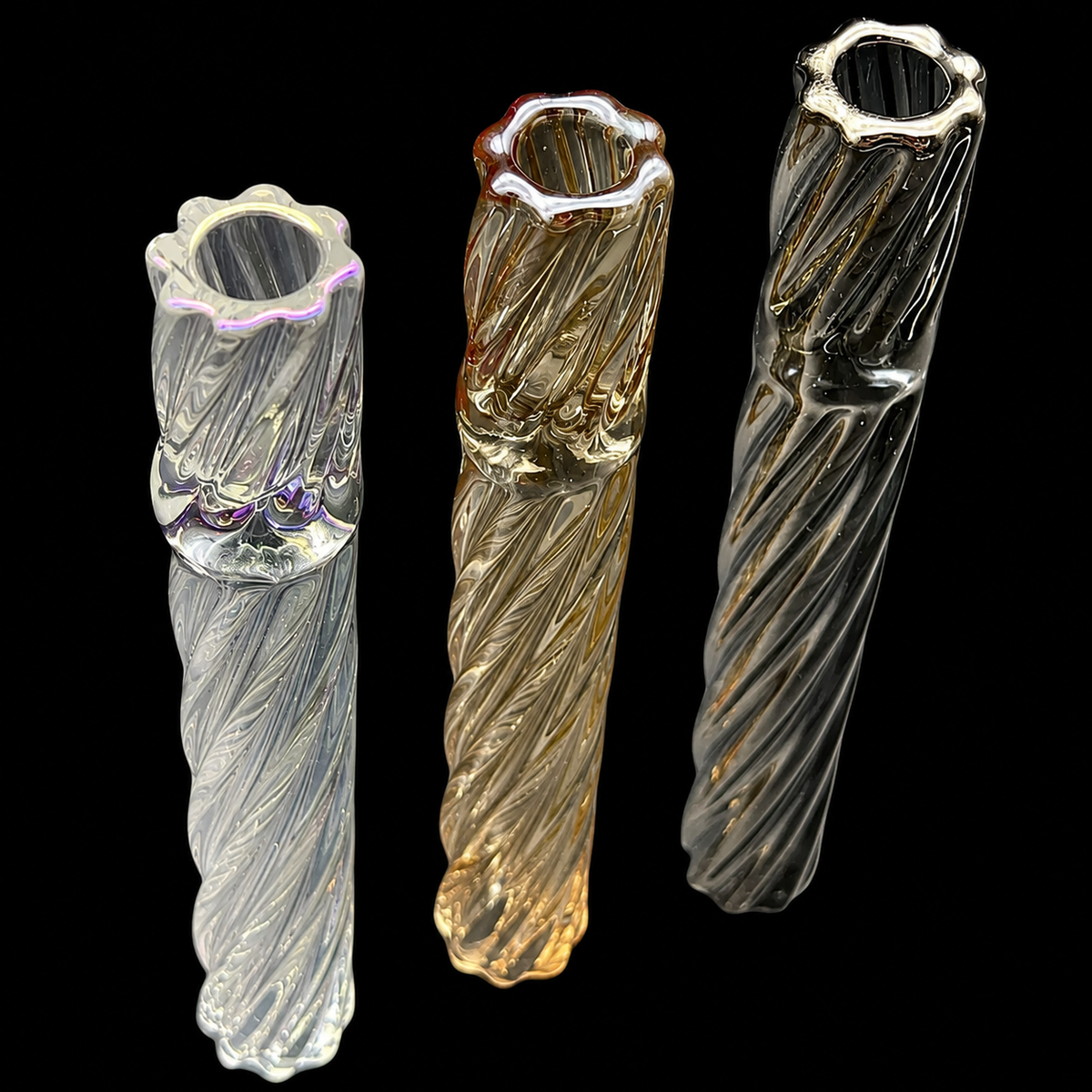 Twisted Glass One Hitter Pipe – 4 Inch Thick 12mm Hand Blown Glass standing