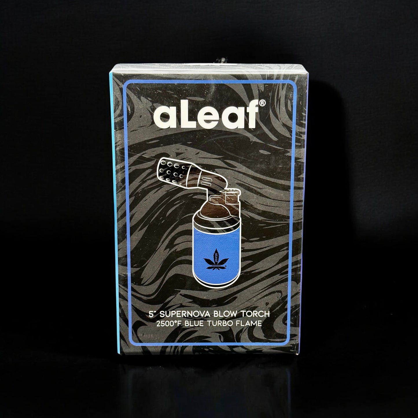 aLeaf 5-inch Supernova butane torch packaging with 2500°F turbo flame design