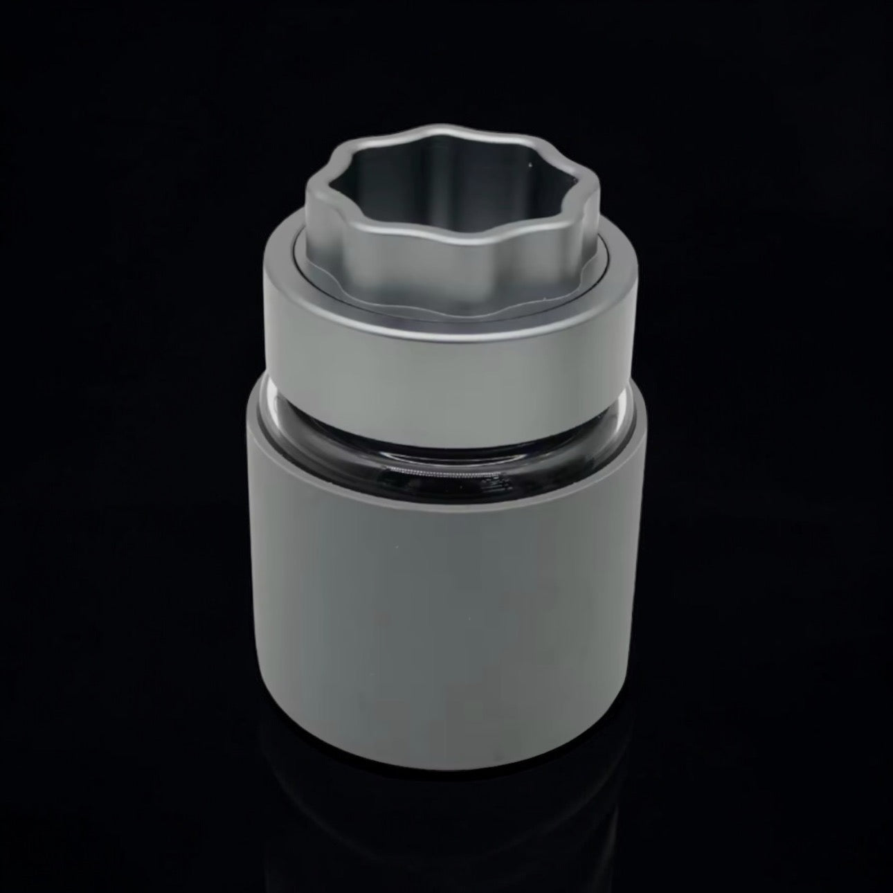 gray color 2 in 1 glass jar and grinder