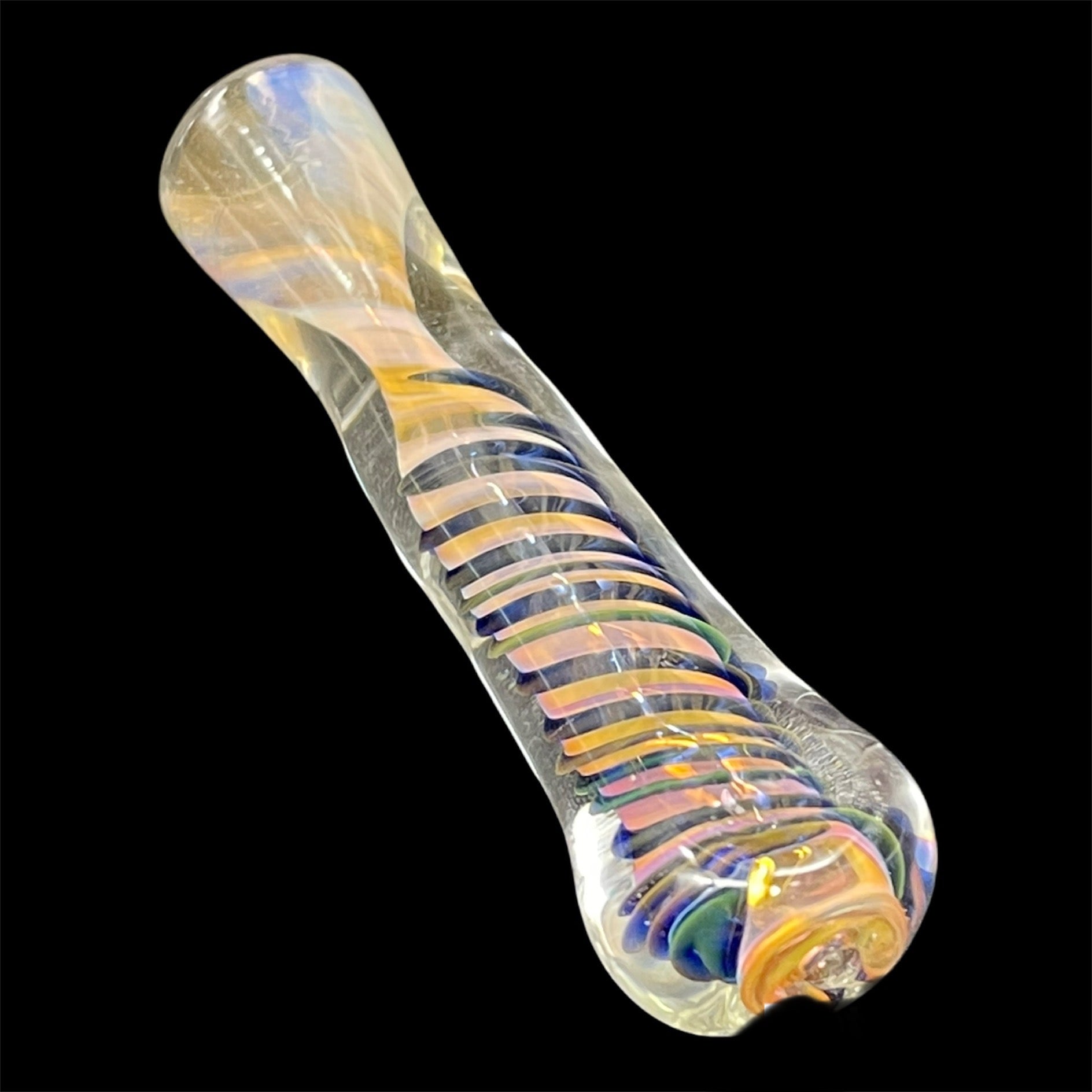 Golden Fumed Chillum Glass Pipes Unique Glass Art