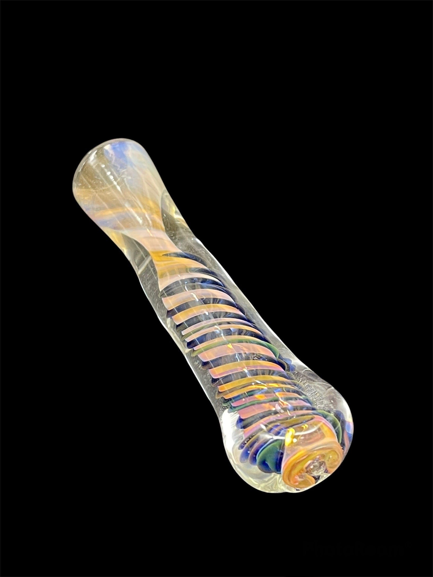 Golden Fumed Chillum Glass Pipes Unique Glass Art