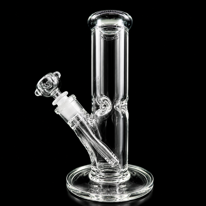 Clear glass water pipe on a black background