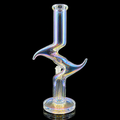Colorful glass smoking device on a black background