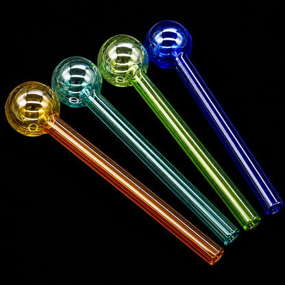 Four colorful glass straws on a black background