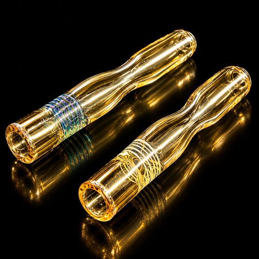 2 Pack Golden Fumed Glass One Hitter Pipes – Handcrafted 3.2” USA Made