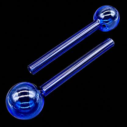 Two blue glass pipes on a black background