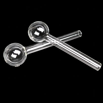 Two clear glass pipes on a white background