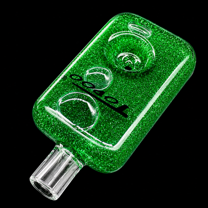 Green glittery USB drive shaped like a popsicle on a black background