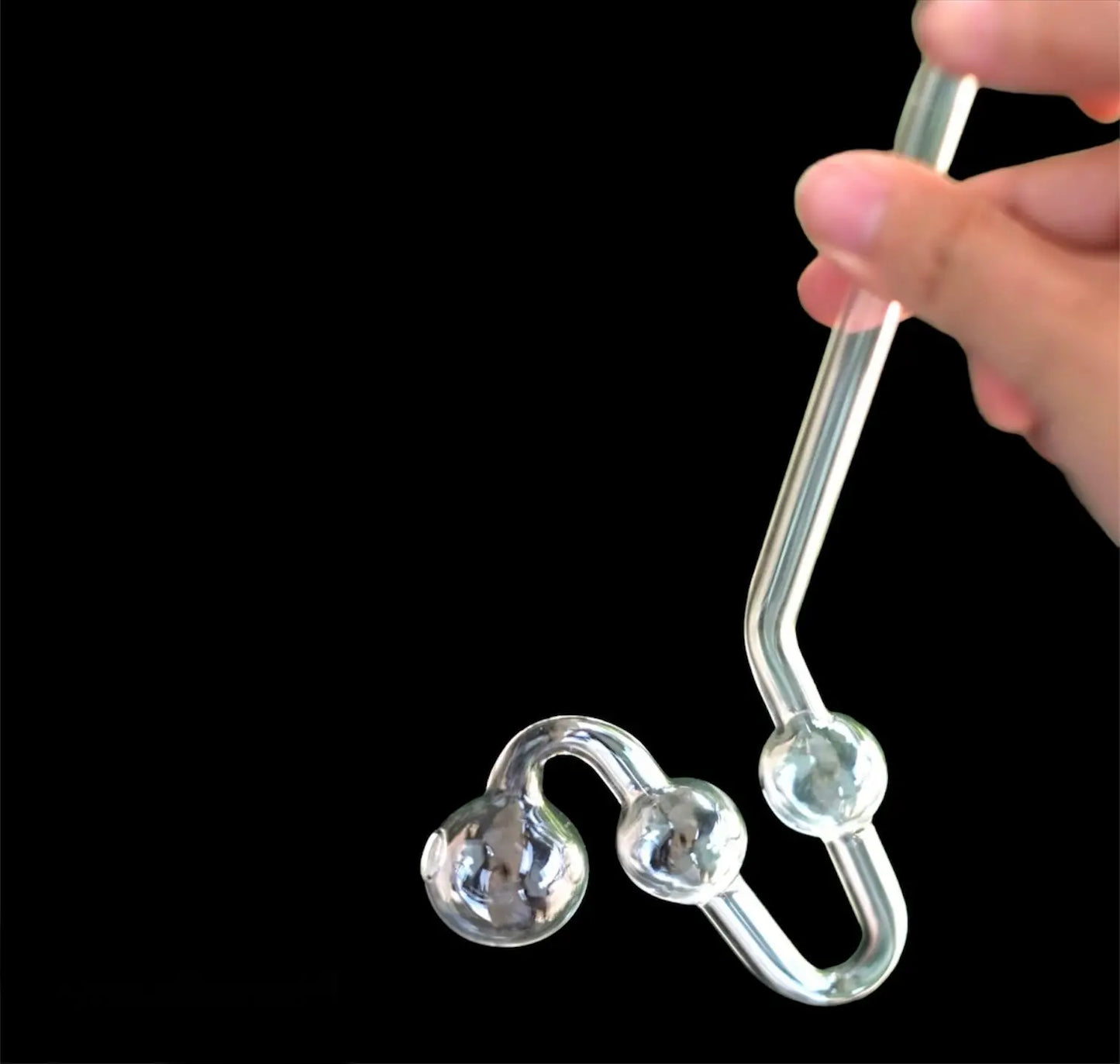 4 PIECES PACK Bent Glass Water Dog Oil Burner Pipe, 3 chambers 8'' uniquesmokeshop.com