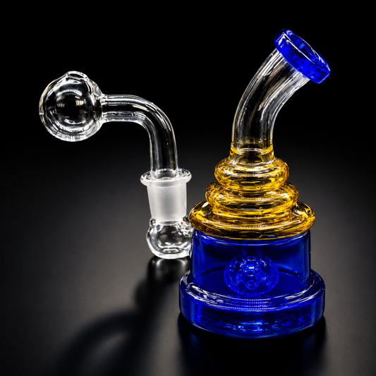 5.5” Hand-Blown Mini Oil Burner Water Pipe blue color 