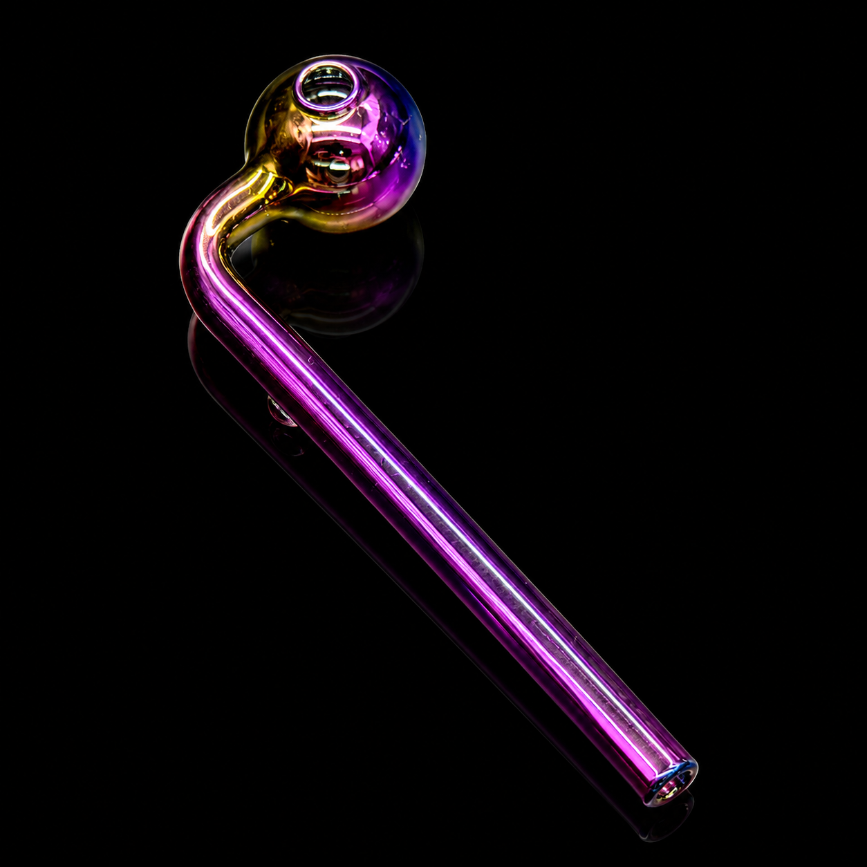 Purple glass pipe on a black background
