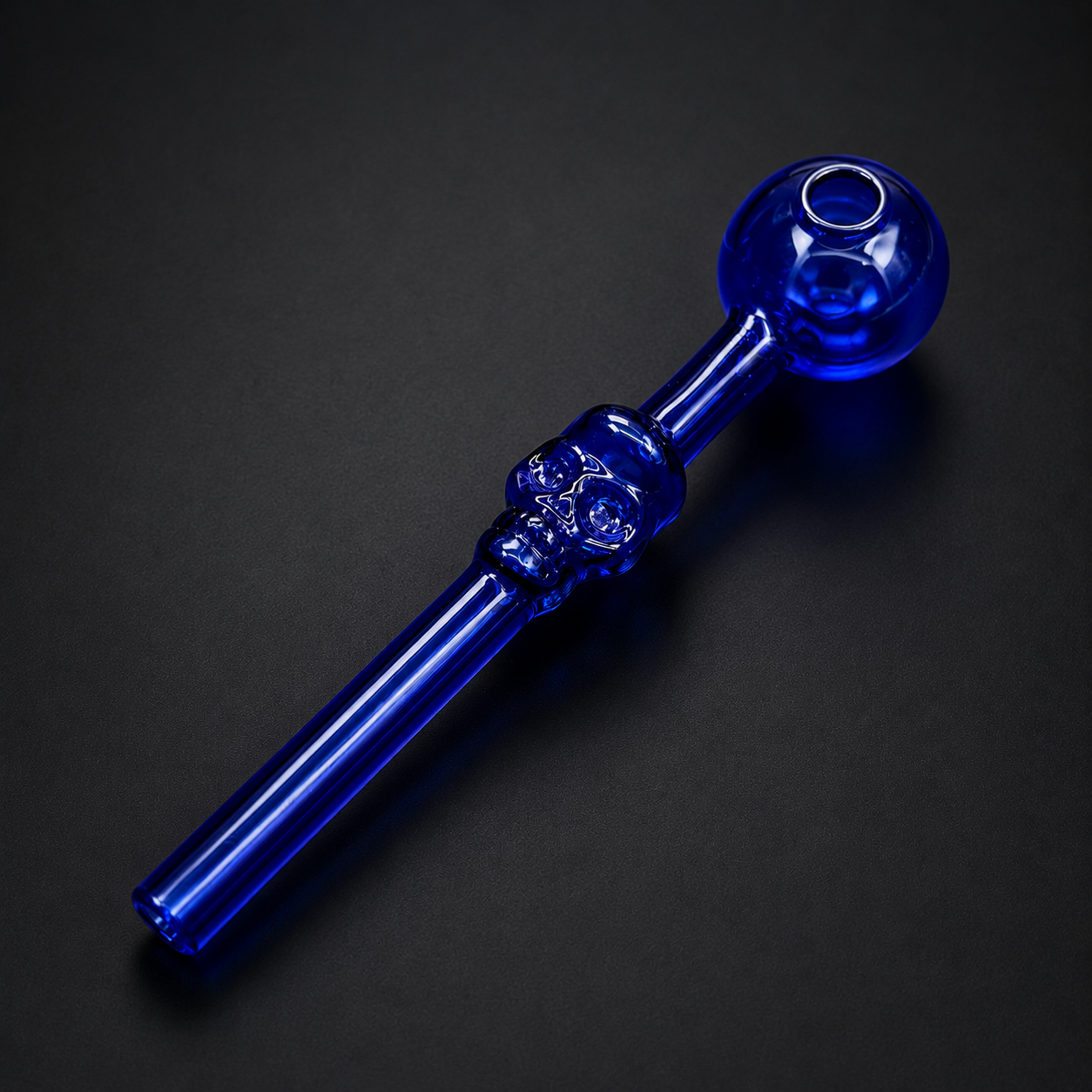 Blue glass pipe on a black background