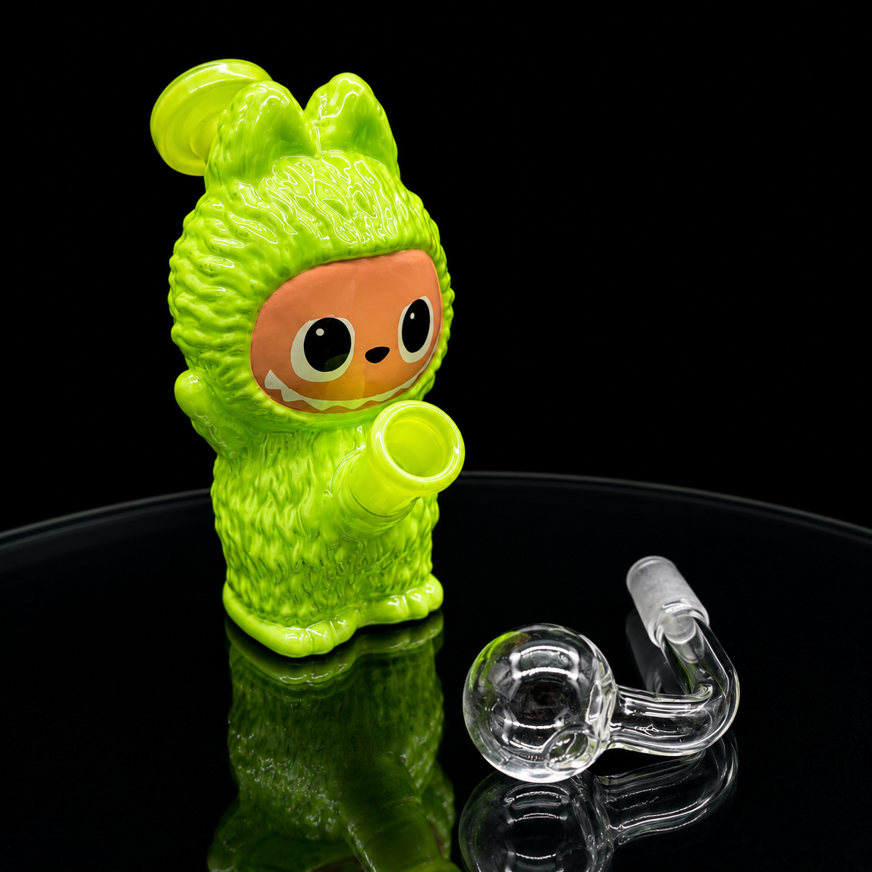 5” Mini Character Oil Burner Bubbler green slide removed 
