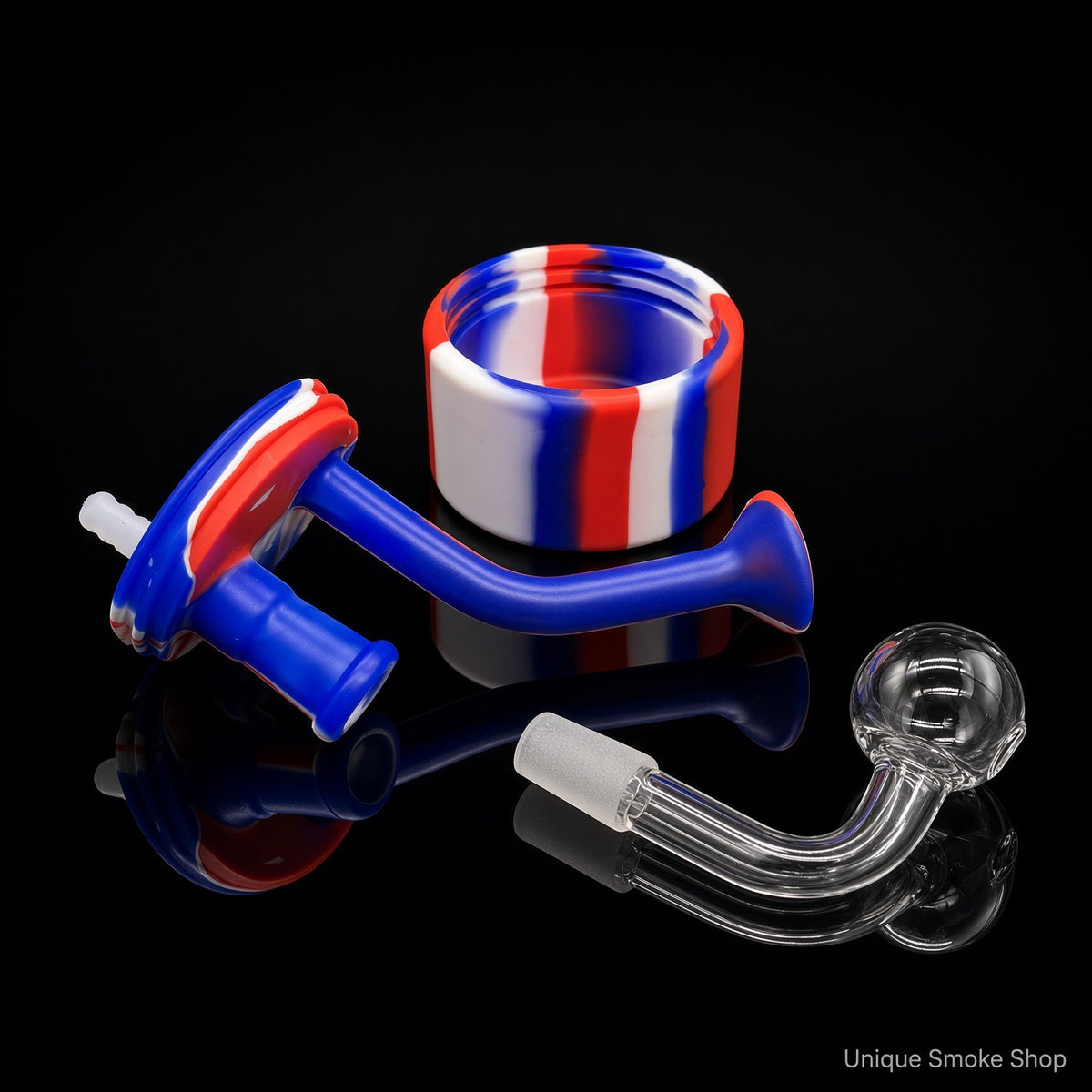 6 inch silicone oil burner bubbler parts base lid and 14mm glass slide Unique Smoke Shop