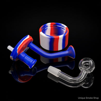 6 inch silicone oil burner bubbler parts base lid and 14mm glass slide Unique Smoke Shop