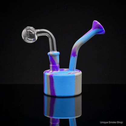 6 inch purple blue gray silicone oil burner bubbler with 14mm glass slide Unique Smoke Shop
