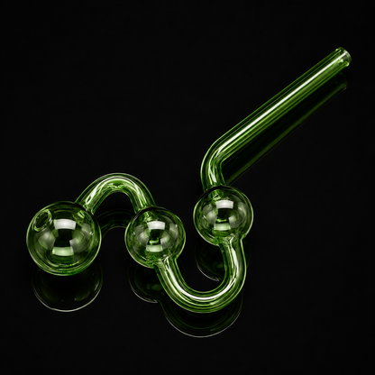 Green glass smoking accessory on a black background