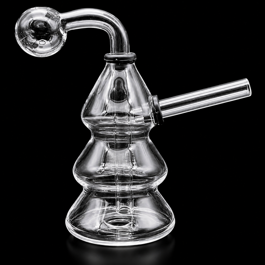 Clear glass smoking device with a black background