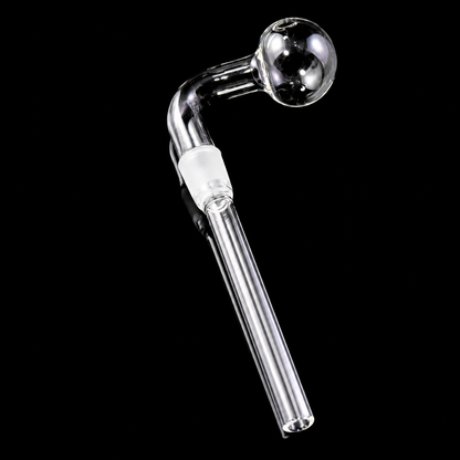 Clear glass smoking pipe on a black background