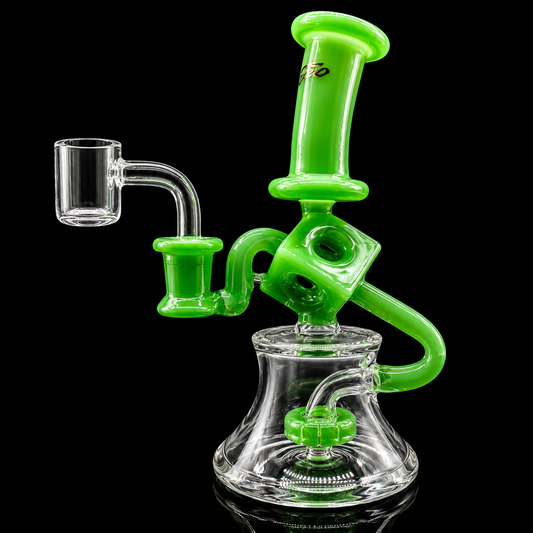 6” Green Mini Dab Rig with Circle Perc & 14mm Quartz Banger