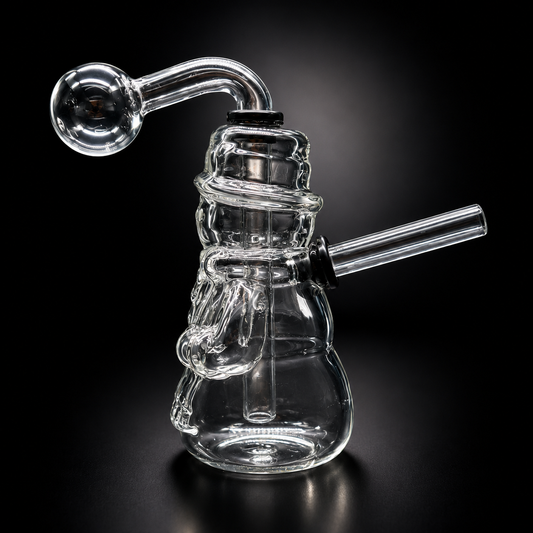 6” Snowman Glass Oil Burner Bubbler side view 