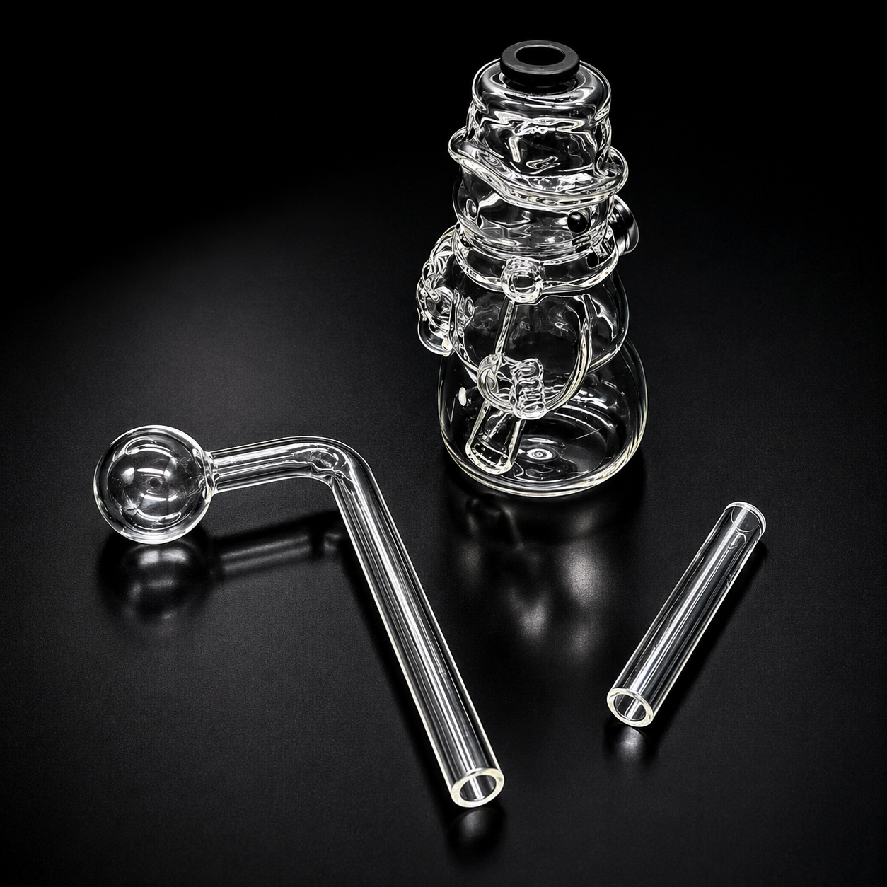 6” Snowman Glass Oil Burner Bubbler removed slide 