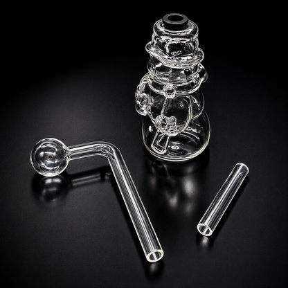 6” Snowman Glass Oil Burner Bubbler removed slide 