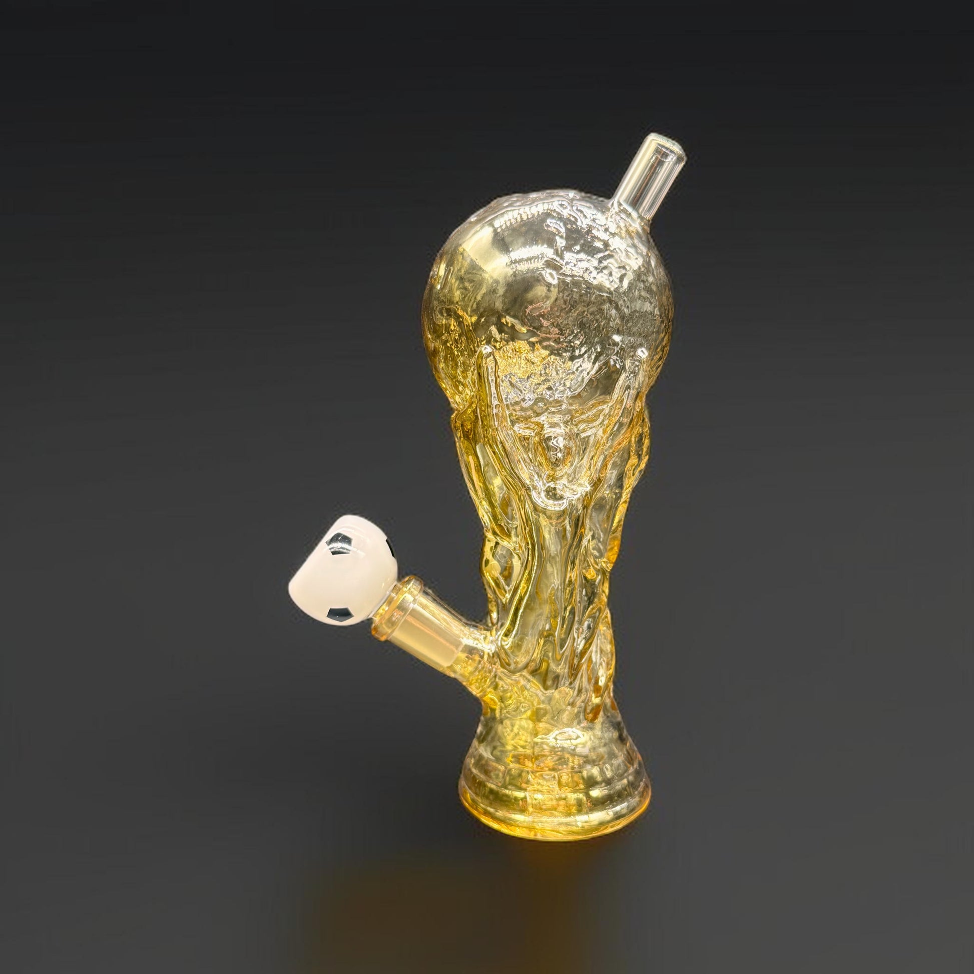 7.5” Trophy Style Glass Bong – Unique Water Pipe clear gold color 