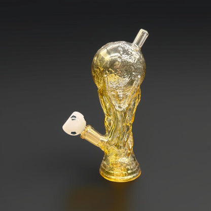 7.5” Trophy Style Glass Bong – Unique Water Pipe clear gold color 