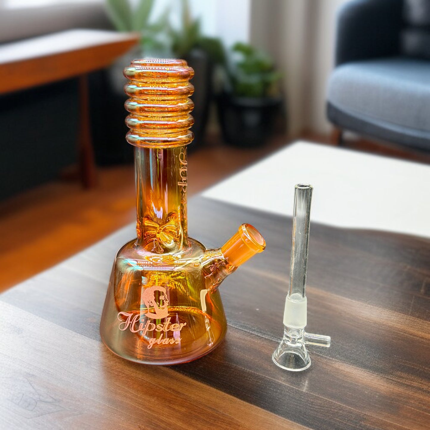 Hipster Glass Logo Detail Close-Up