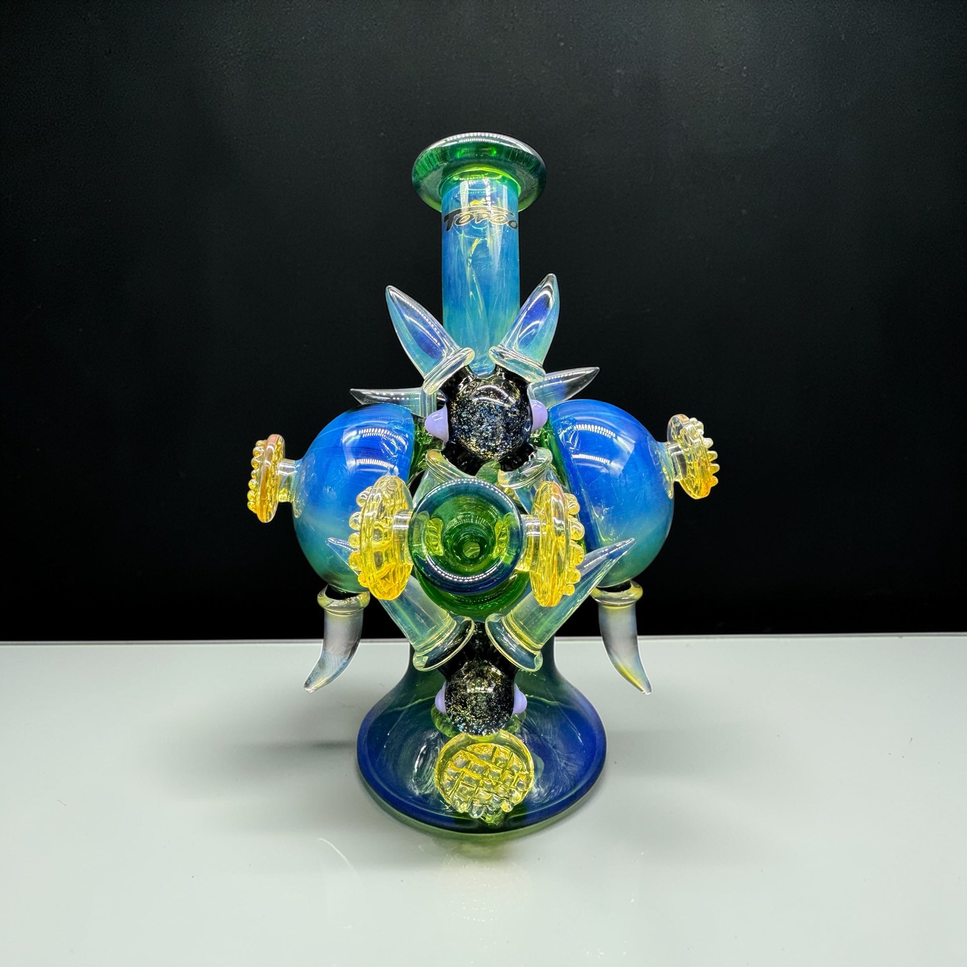 Unique Hand Blown Glass Water Pipe front view 