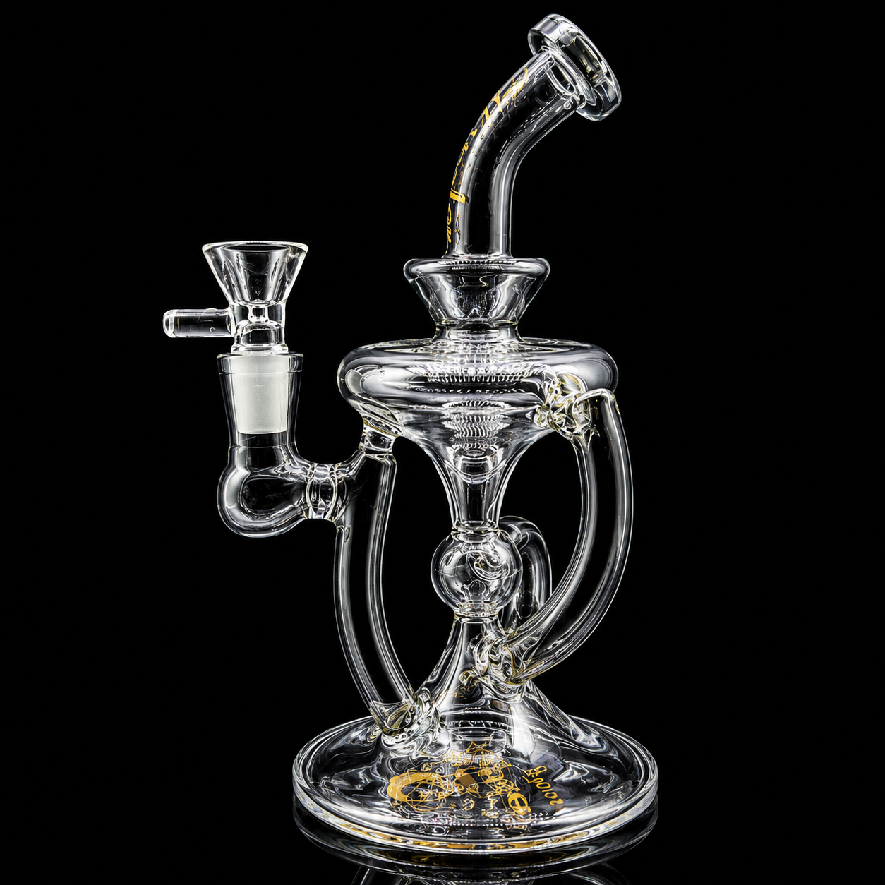 Clear glass water pipe on a black background